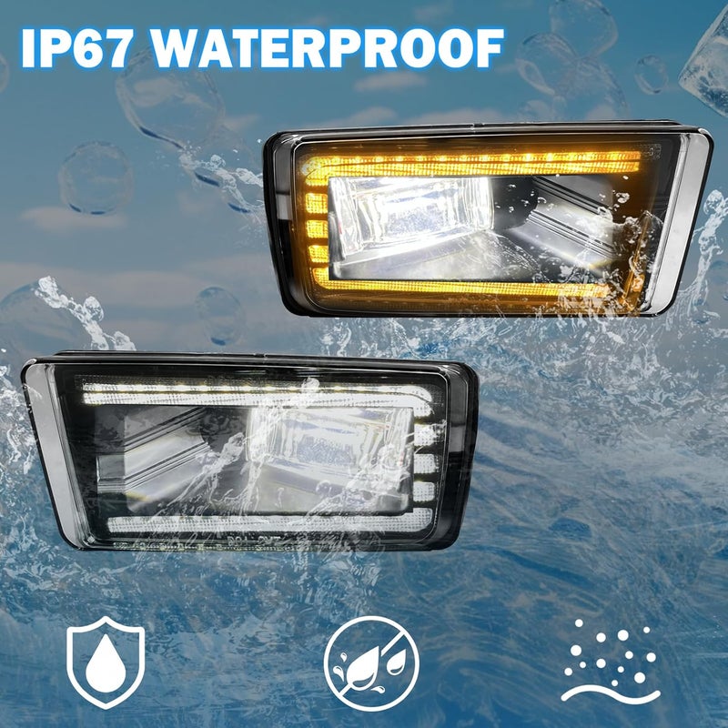 BOXLIGHT LED&DRL Fog Lights for 2007-2015 Chevy Silverado Suburban Avalanche/Tahoe/GMC Sierra 1500 2500HD 3500HD/ 2010-2014 Yukon/ 2007-2008 Cadillac Escalade, Front Bumper Driving Fog Lamps with Clear Lens - Image 3